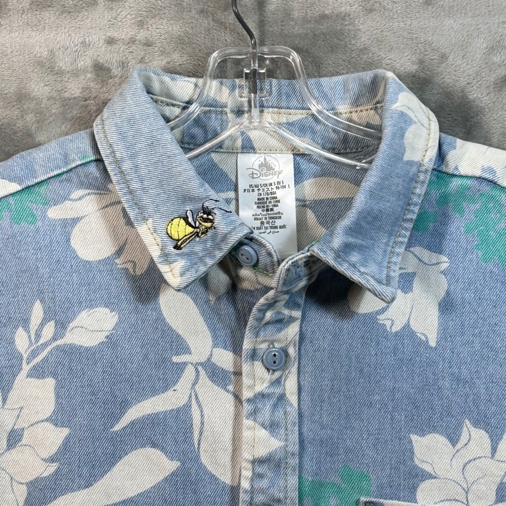 NWT Disney Color Me Courtney‎ Princess Tiana S Button Down Hawaiian Denim Shirt - Picture 2 of 13